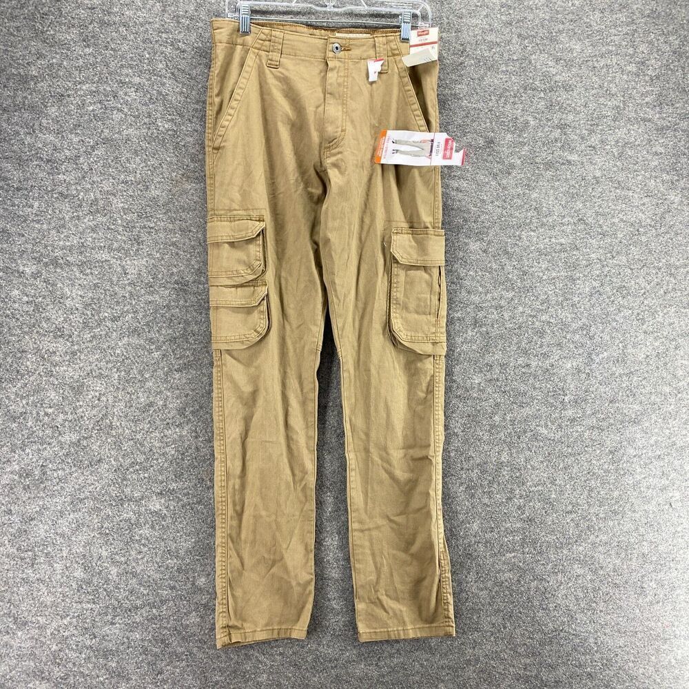 New Wrangler Cargo Pants Men 30*32 Beige Mid Rise Flat Front Regular Taper
